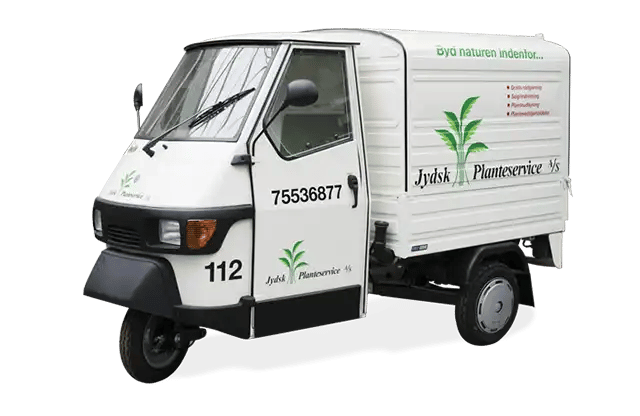 Ape med jydsk planteservice logo Jydsk Planteservice bil, Vespa Ape med logo,